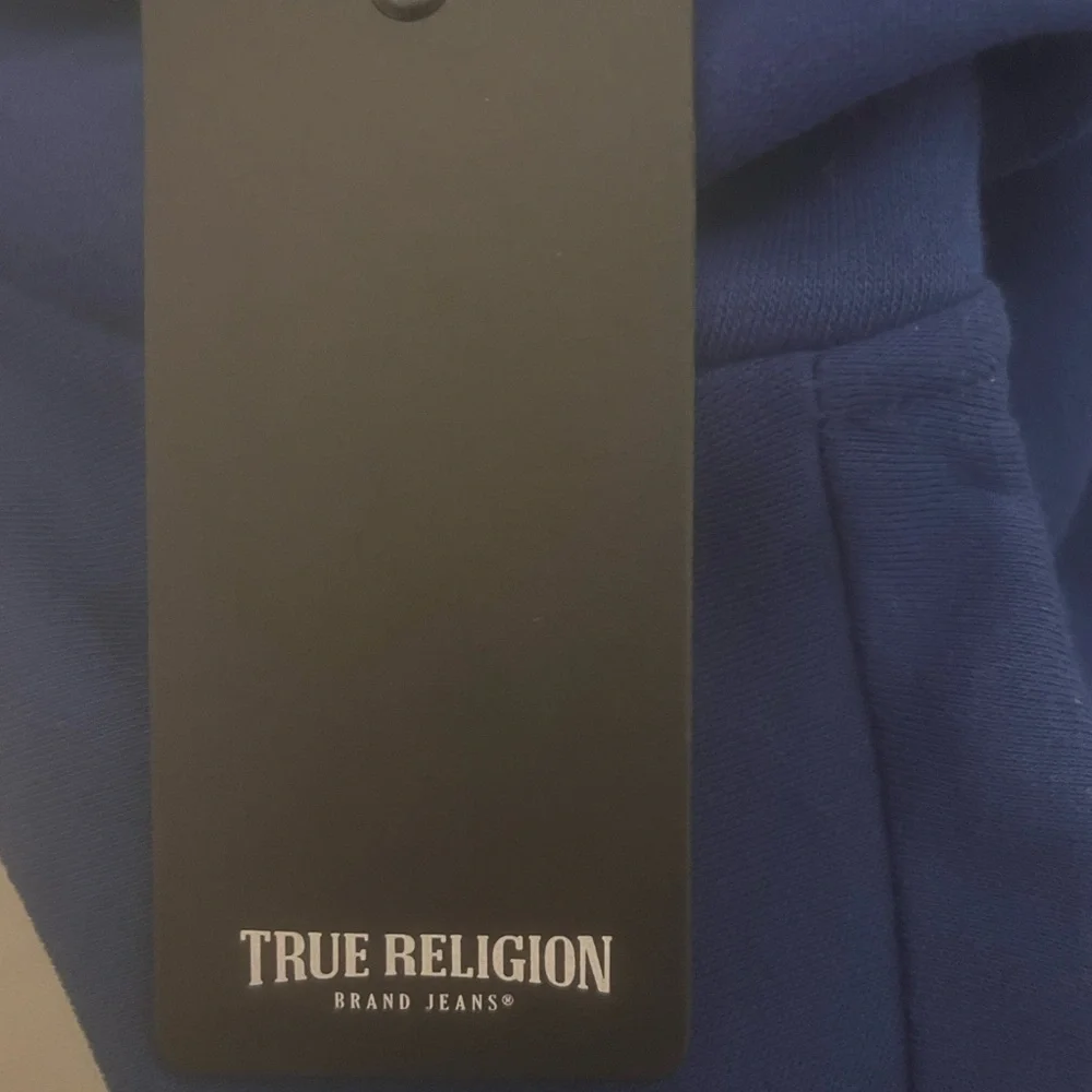 NWT True Religion Pullover Hoodie Men’s Size Large‎ Blue Registered Rhinestones